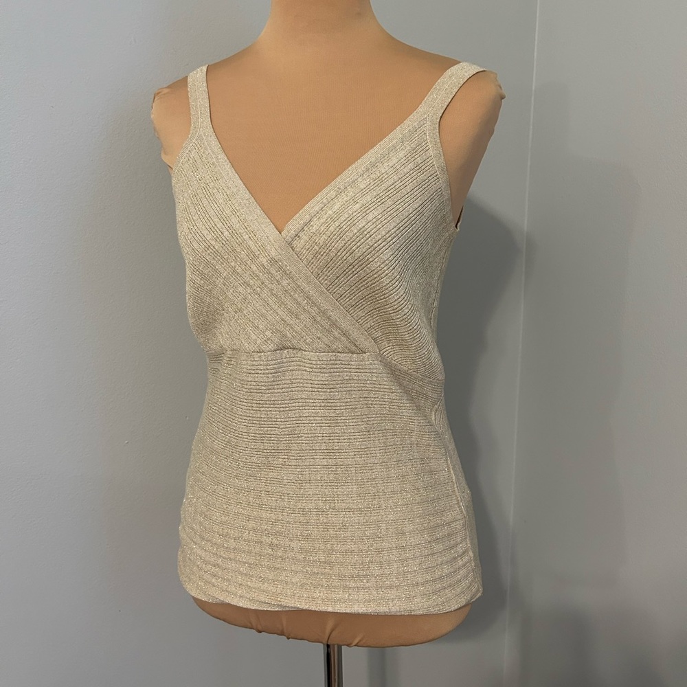 Vermani gold metallic knit sleeveless top